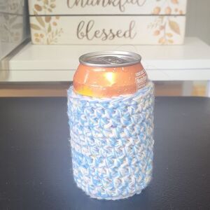 Blue and Yellow Crochet Can Cozy